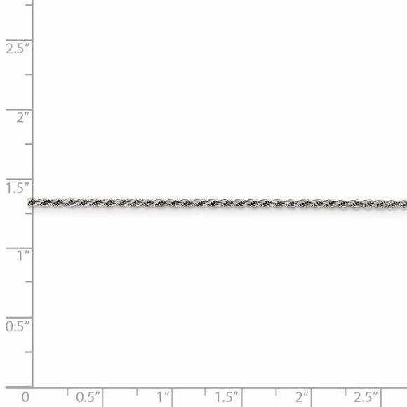1.5mm Rhodium Plated S.Silver Solid D/C Rope Chain Necklace, 18 Inch - Picture 4 of 7